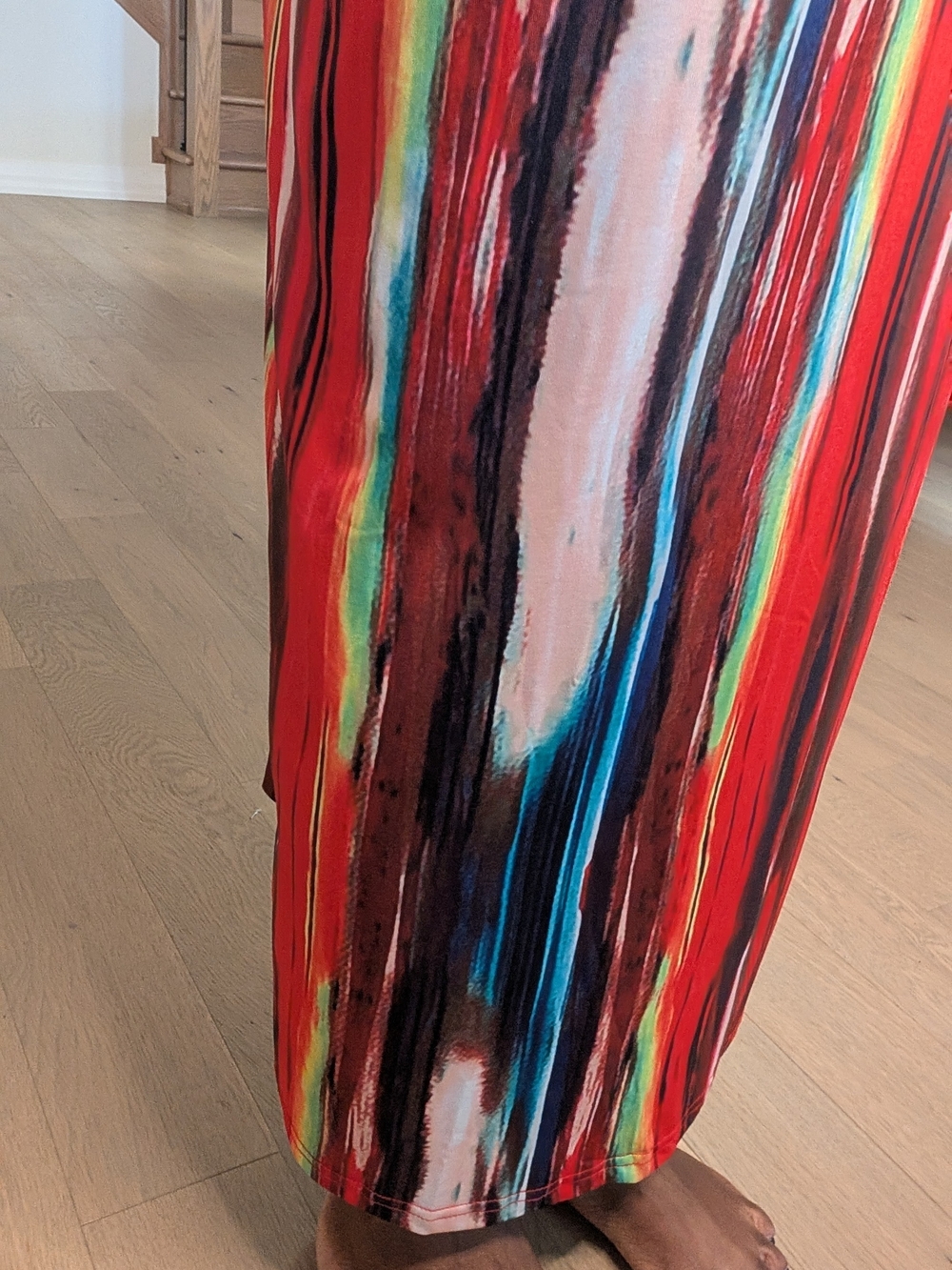 Strapless Red Multi-Color Maxi Dress - Picture 4 of 7